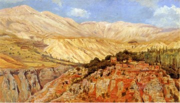  Morocco Oil Painting - Village in Atlas Mountains Morocco Arabian Edwin Lord Weeks
